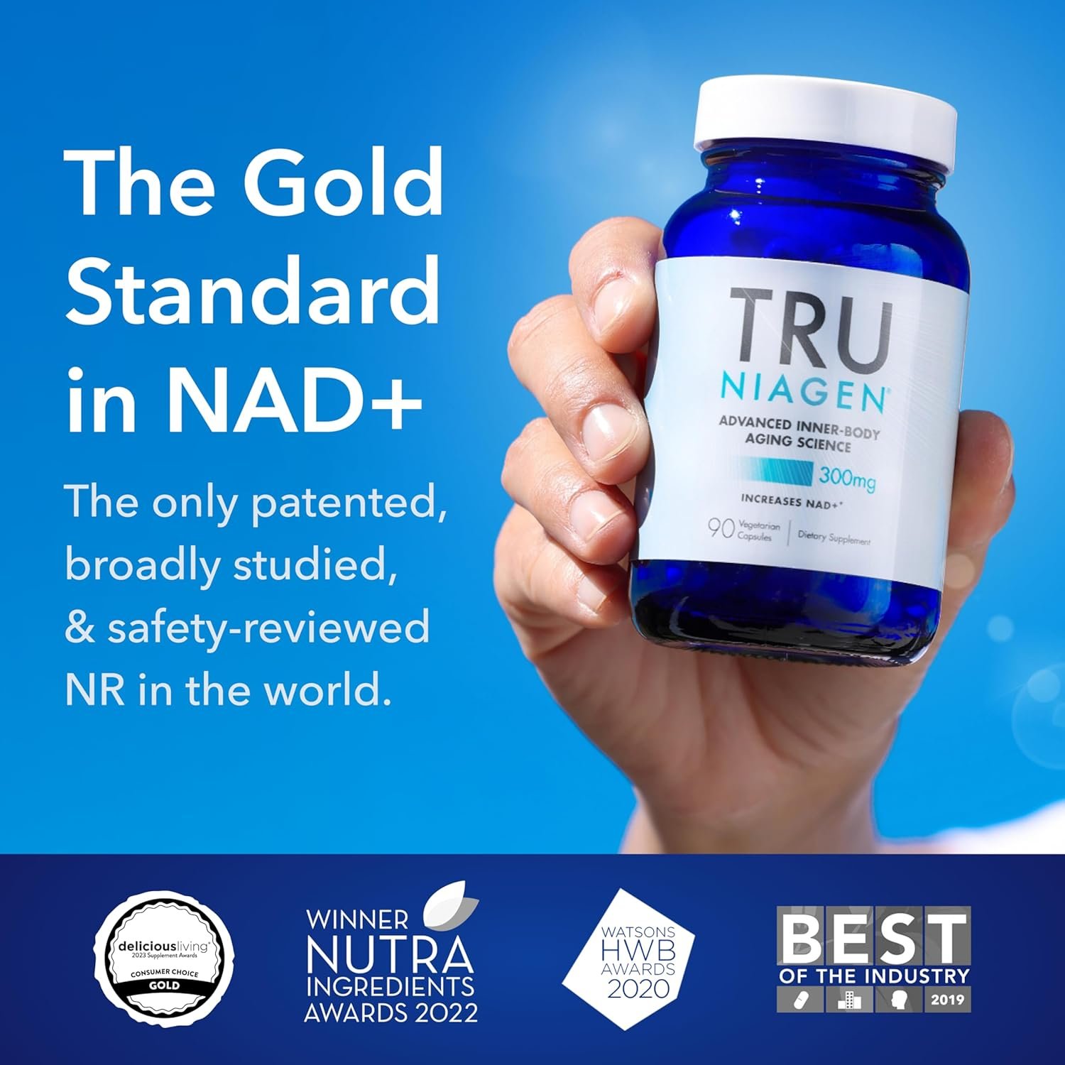 TRU NIAGEN Patented NAD+ Supplement for Anti Aging and Cell Regeneration, 300 mg Niagen, 90 Servings